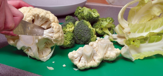 Chopped broccoli and cauliflower